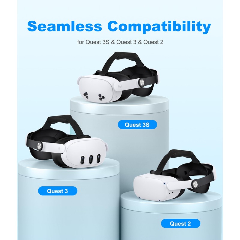Meta Quest 3S/Quest 3/Quest 2 Adjustable Head Strap - Lightweight