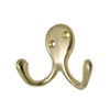 2 Pack of Brass Double Coat Hooks Door & Wall