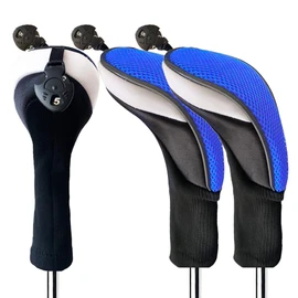 Golf Club Head Covers Woods Hybrids Value 3/4 Pack, Headcovers Men Women 3 5 7 X with Interchangeable Number Tag Fit All Wood Hybrid Clubs (Blue-3 Pack Hybrid Cover)