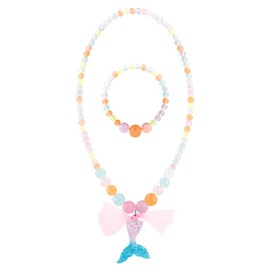 RR ROUND RICH DESIGN Kids Musical Jewelry Box for Girls Include Drawer and Pretty Jewelry Set with Cute Mermaid Theme - Beautiful Dream Tune Blue