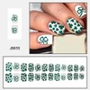 24Pcs Green Shamrocks Press on Nails Short Square Shaped St.