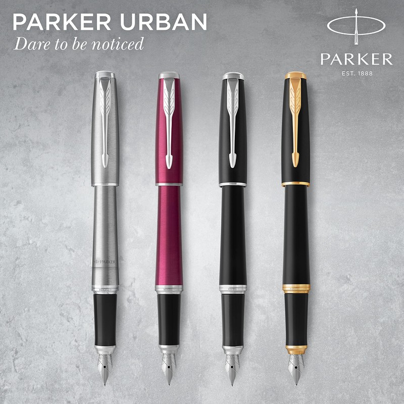 Parker Urban Fountain Pen, Metro Metallic, Medium Nib with Blue