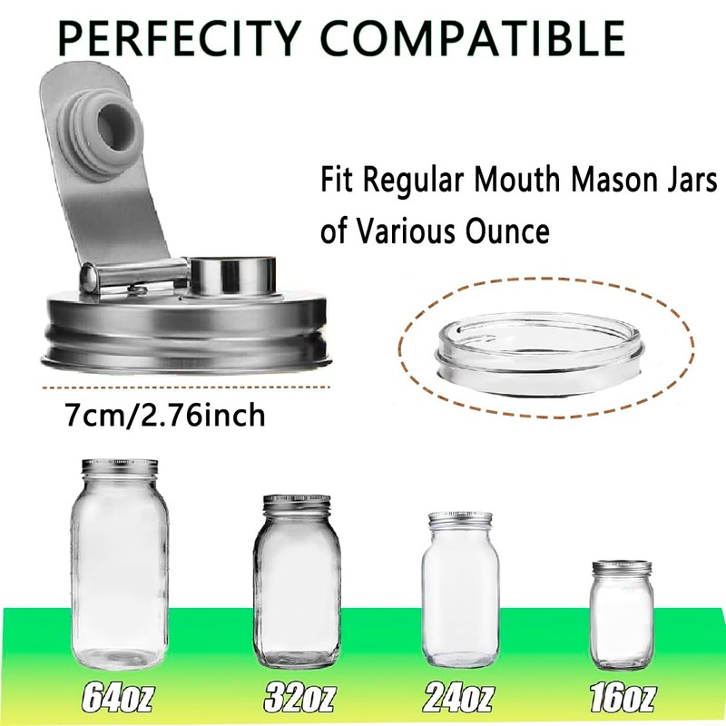 Mason Jar Pour Spout Lid Stainless Steel,Pour Spout Flip Cap