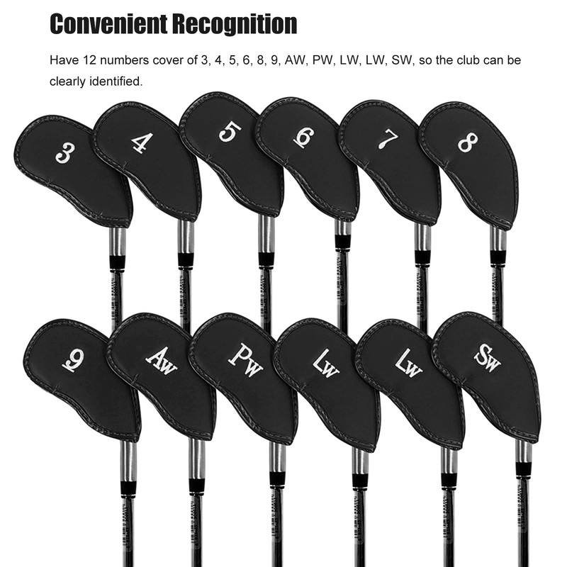 12Pcs Golf Iron Covers Set with Numbers Soft Protective Golf