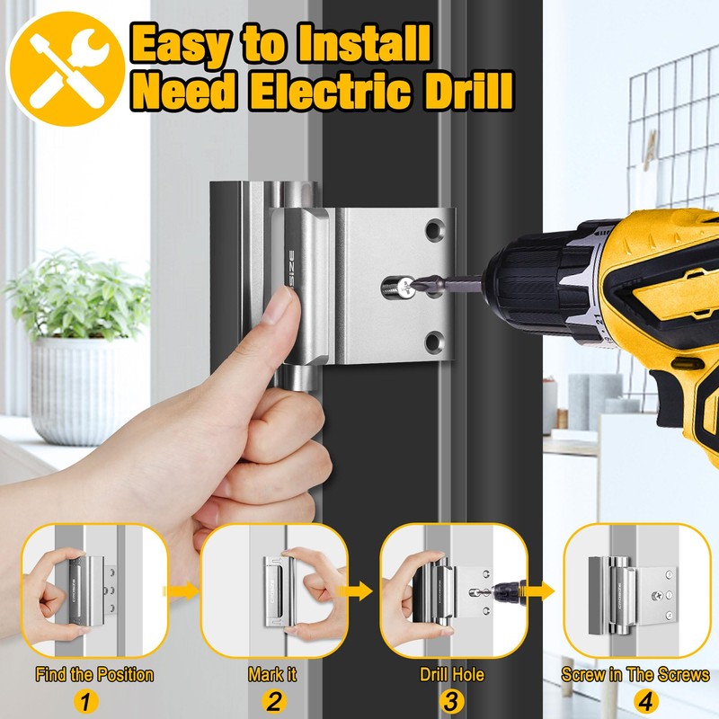 Home Security Door Lock, Upgraded Metal Door Reinforcement Lock, 3"