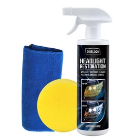 SHIELDOM Headlight Restoration Headlamp Cleaner Instantly Restores Yellowed Oxidation & Cloudy Lens Clean & Renew Dull Headlights Back to Like New, Portable Restorer Spray for All Cars Lamps 6.8 fl oz