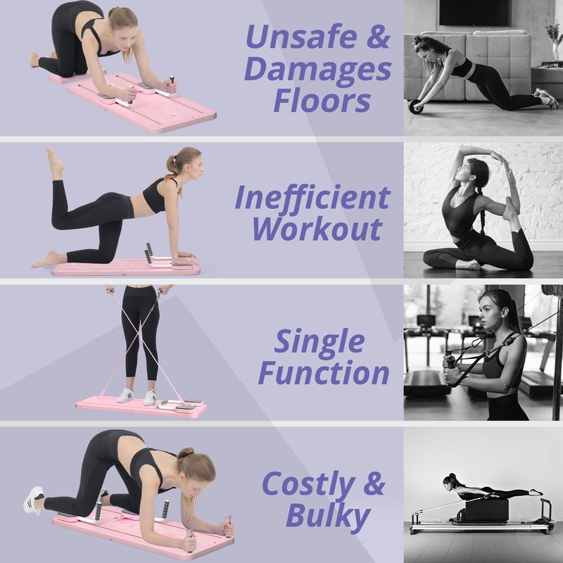 JANUA Pilates Board - Pilates Reformer Set, Multi-Purpose Foldable Pilates