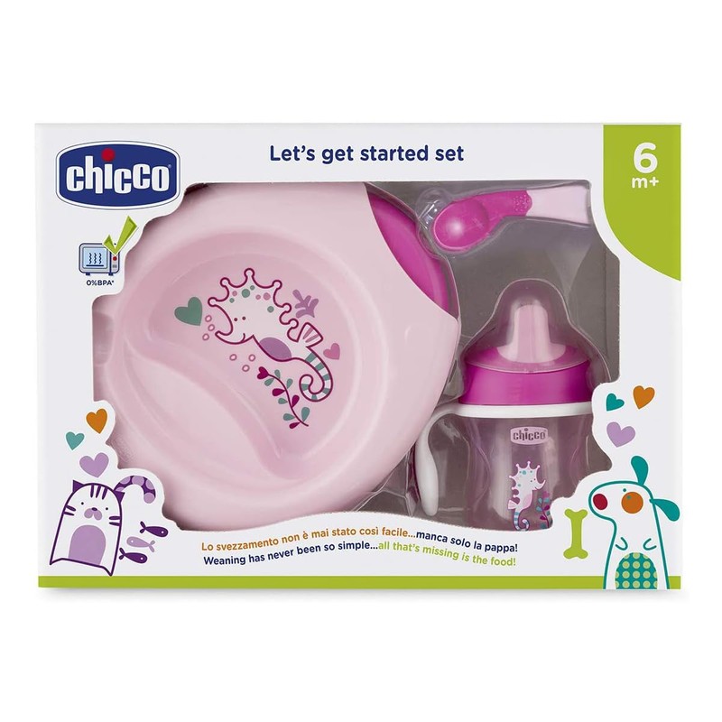 Chicco Set De Comida 6m+, Rosa, Paquete De 400 Grams