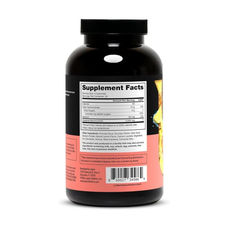 Legion Creatine Gummies Creatine Monohydrate Supplement - 150 Gummies-Lemon Drop