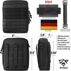 WYNEX Tactical Molle Admin Bag, Utility EDC Bag Organizer Modular Tool Bag with Double Layer Design Medical EMT Attachment Bag Large Capacity