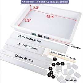 Kalinta Epoxy Mold with Divider Adjustable-15.7x7.9x2.3 in No-Seal Large Resin Mold Integrated Clamping System - Perfect for Beginners & Experienced Artists Alike-Ideal for Creative Resin Art Projects