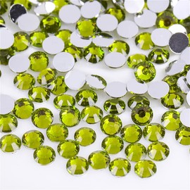 1000 Pieces SS20 5mm Flatback Rhinestones Clear Glass Round Gems Crystals for Nail Art DIY Crafts Clothes Shoes Bags （Olive Green）