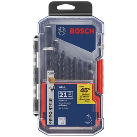BOSCH BL21A 21-Piece Assorted Set Black Oxide Metal Drill Bits with Included Case for Applications in Light-Gauge Metal, Wood, Plastic