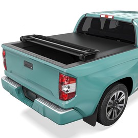 Soft Quad-Fold Truck Bed Tonneau Cover Fit for Toyota Tundra(Excl. Trail Edition) 2014-2021, 5.5 ft Bed with Deck Rail System