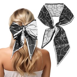 EIysee Long Silk Like Head Scarf Women's Fashion-Scarf Bags for Women Handbag Scarfs Band Hair Neck Scarves Fashion Gifts (reticulo-black)