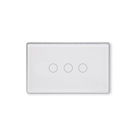 LOUYSGEN Smart Light Switch,Single-Gang 3-Button,Aluminum Frame, Neutral Required,2.4GHz, Tuya Smart Life App,Voice Control,2.5D Curved-Edge Tempered Glass Panel,White