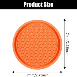 4 Pcs Car Cup Holder Coasters, PVC Car Cup Holder Insert Coaster, Anti Slip Universal Vehicle Interior Cup Mats, Car Cup Holder Insert Coaster, for Offices, Cars, Homes(Orange)