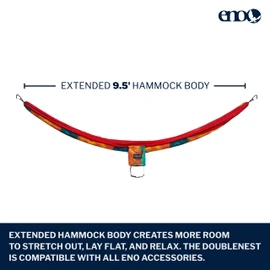 ENO DoubleNest Hammock - Lightweight, Portable, 1 to 2 Person Hammock - for Camping, Hiking, Backpacking, Travel, a Festival, or The Beach - Tie Dye/Red