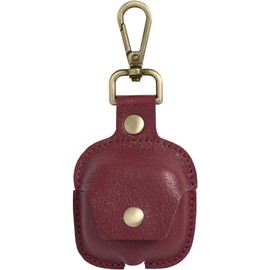 [Dom Teporna] AirPods 4 Compatible Case, Genuine Leather, Carabiner Included, Air Pods Compatible Cover, 4th Generation, Wireless Charging, Can Be Charged With In, Red