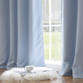Best Home Fashion Basic Thermal Insulated Blackout Curtains - Back Tab/ Rod Pocket - Sky Blue - 52" W x 84" L (Set of 2 Panels)