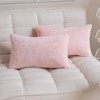 Demetex Lumbar Pillow Covers 12x20 Pink Fuzzy Fur Pillowcases Soft
