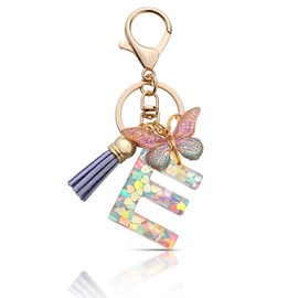 MORSUNBELA Letters Keychains Key Chain Girl E Butterfly Keychain for Women,Purple,s