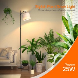 Bstrip 70.8″ Tall Grow Lights for Indoor Plants, 3000K Full Spectrum Plant Light with Stand, Auto On/Off Timer & Adjustable Angle, 25W Non-Dimmable Led Floor Lamp for Plant Growth