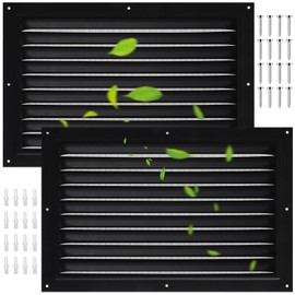 2 Pcs Attic Vent 8" X 12" Metal Shed Vents Louver Vent Grille Gable Vents with Screen Mesh for Indoor Outdoor Garage Attic Ceiling, Boost Ventilation and Guard Against Moisture (Black)