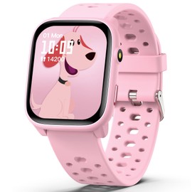 Kids Smart Watches Girls Gift Age 6-12 with 12 Puzzle Games, Heart Rate, Sleep Monitor, Pedometer, Flashlight, 1.83" Touchscreen IP68 Waterproof Kid Watch Brithday Gift for Girls