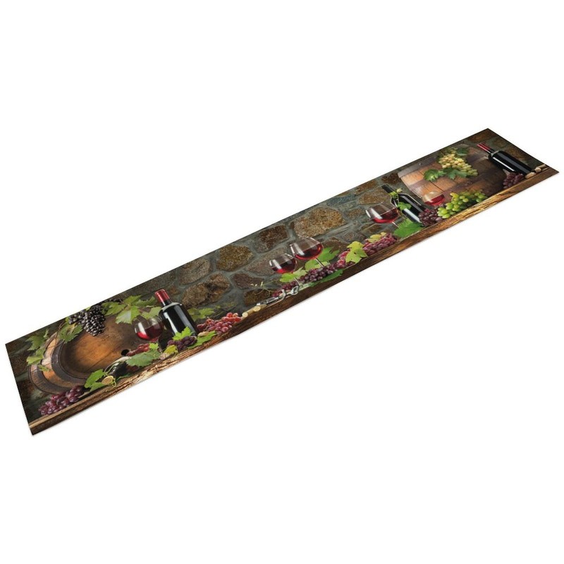 Red Wine Table Runner - Rectangle Wine Glass & Bottle