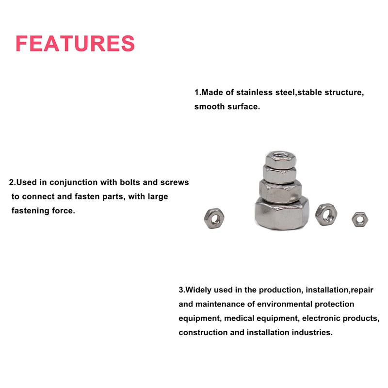 cSeao 6-32 Hex Nuts, 100 Pieces, 304 Stainless Steel, Plain