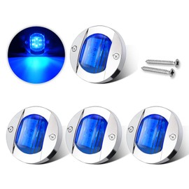 AOXLFU 4Pack Blue DC12V 6 LED 3 Inch IP68 Waterproof Side Marker Light Navigation Lights Round Marine Boat Interior Lights Marine Boat Yacht Transom Anchor Stern Lights