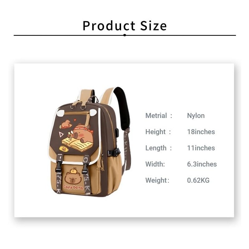 Kapibara Capybara Cartoon Backpack Gift Large Capacity Waterproof Kapibara stuff