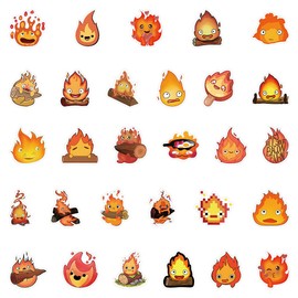 Pack of 50 Flame Stickers for Adults Teenagers, Fire Waterproof Stickers for Water Bottle, Scrapbooking, Laptop, Luggage, Guitar, Helmets, Diary, Motorcycle, Car, Computer