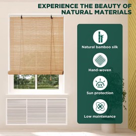 Bamboo Blinds for Interior Windows, Easy to Install Bamboo Shades for Indoor Windows, Custom Roller Shades for Indoor Window and Outdoor Patio, 23" W x 48" H