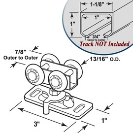 13/16" Pocket Door Ball Bearing Hangers Fit Kenna-Frame, Crawford & Press-Rite Doors V-Type Tracks, Upgraded N 7065 with Quad-Wheel, 3/4" C.T.C., Min. 1" Thick Doors, 2 Pack