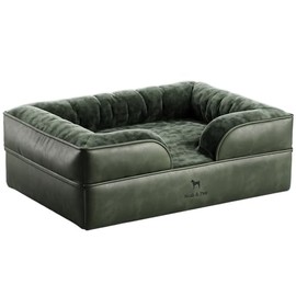 NOAH & PAW Giant Dog Bed XXL, 55x45x11 Inch, Orthopedic Dog Beds, Eggshell Memory Foam Infused with Cooling Gel, Inner Cover, Waterproof, Machine Washable (Vegan Leather Sofa Collection)