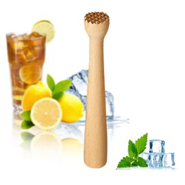 IBLAY Beech Wood 9.5'' Inch Muddler Bar Tools Curve Model, Commercial Grade Cocktail Drink Muddlers, Bar Accessories