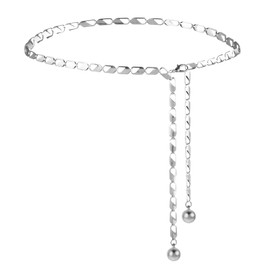 Amaxiu Women's Waist Chain Belt, Women Metal Chain Belt Gold and Silver Adjustable Waist Chain Belt Body Link Belt Fashionable Chain Belt for Dresses Jeans, silver