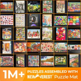 The Original Newverest Jigsaw Puzzle Mat Roll Up, Saver Pad 46” x 26” Portable Keeper Up to 1500 Pieces with Non-Slip Rubber Bottom & Smooth Top + 3 Puzzle Sorting Trays & Travel-Friendly Storage Bag