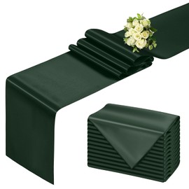 BDDC Forest Green Table Runner 12x108 Inch - 12 Pack Satin Table Runners, Smooth Table Runner for Party Wedding Banquets Birthday