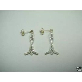 Sterling Silver Hockey Earrings, Studs