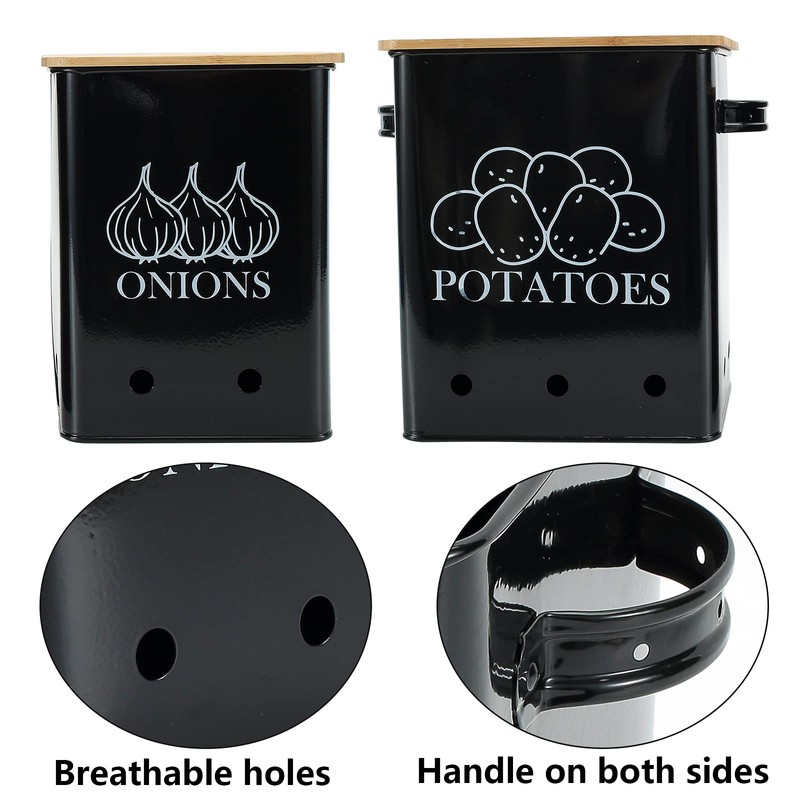 Gdfjiy Kitchen Vegetable Storage Tins Set of 2 for Potatoes,