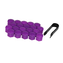 TUCKBOLD 20pcs 21mm Universal Purple Plastic Car Wheel Nut Lug Hub Screw Rim Bolt Covers Dust Protection Caps with Removal Tool Clip Automotive Parts