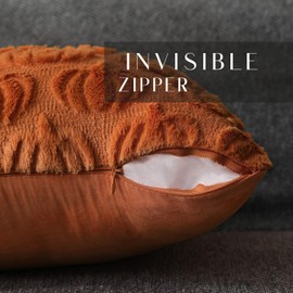 DFXSZ Fall Pillow Covers 22x22 Set of 2 Fall Decorations Autumn Rust Pumpkin Throw Pillow Cases Soft Plush Faux Fur Wool Couch Cushion Case for Chair Sofa Bedroom Living Room Home Decor PTK02A22