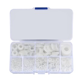 CENPEK 500 Pcs White Nylon Washers Set - Assortment of Flat O Rings and Round Plastic Washers for Pipes Mechanical Repairs - M2/M2.5/M3/M4/M5/M6/M8/M10