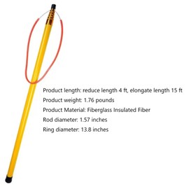 15 FT Telescopic Pool Rescue Hook,Water Safety Pole.Adjustable Heavy-Duty Fiberglass Lightweight Telescoping Pole.Non Slip Handle for Emergency Life Saving Water Drowning.