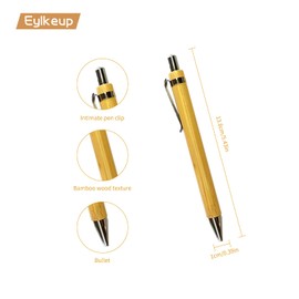 Eylkeup Bamboo Ballpoint Pens, Wooden Ballpoint Pens, Writing Instrument, Bamboo Wooden Ballpoint Pen Set, Sustainable and Environmentally Friendly, Pack of 40