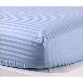 Premium Quality 1 Piece Fitted Sheet (Bottom Sheet Only) 10" inches Deep Pocket 700 Thread Count Egyptian Quality Cotton Stripe Pattern King Sky Blue Stripe