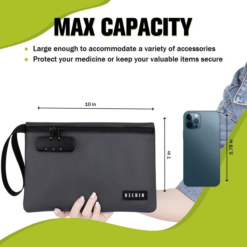 OZCHIN Smell Proof Bag with Combination Lock 10'' X 7''